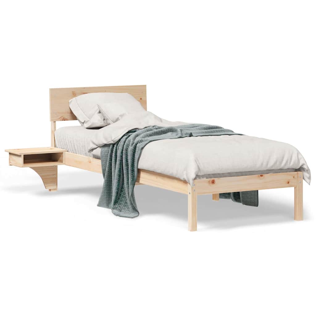vidaXL Rete letto con comodini Marrone Legno di pino massello