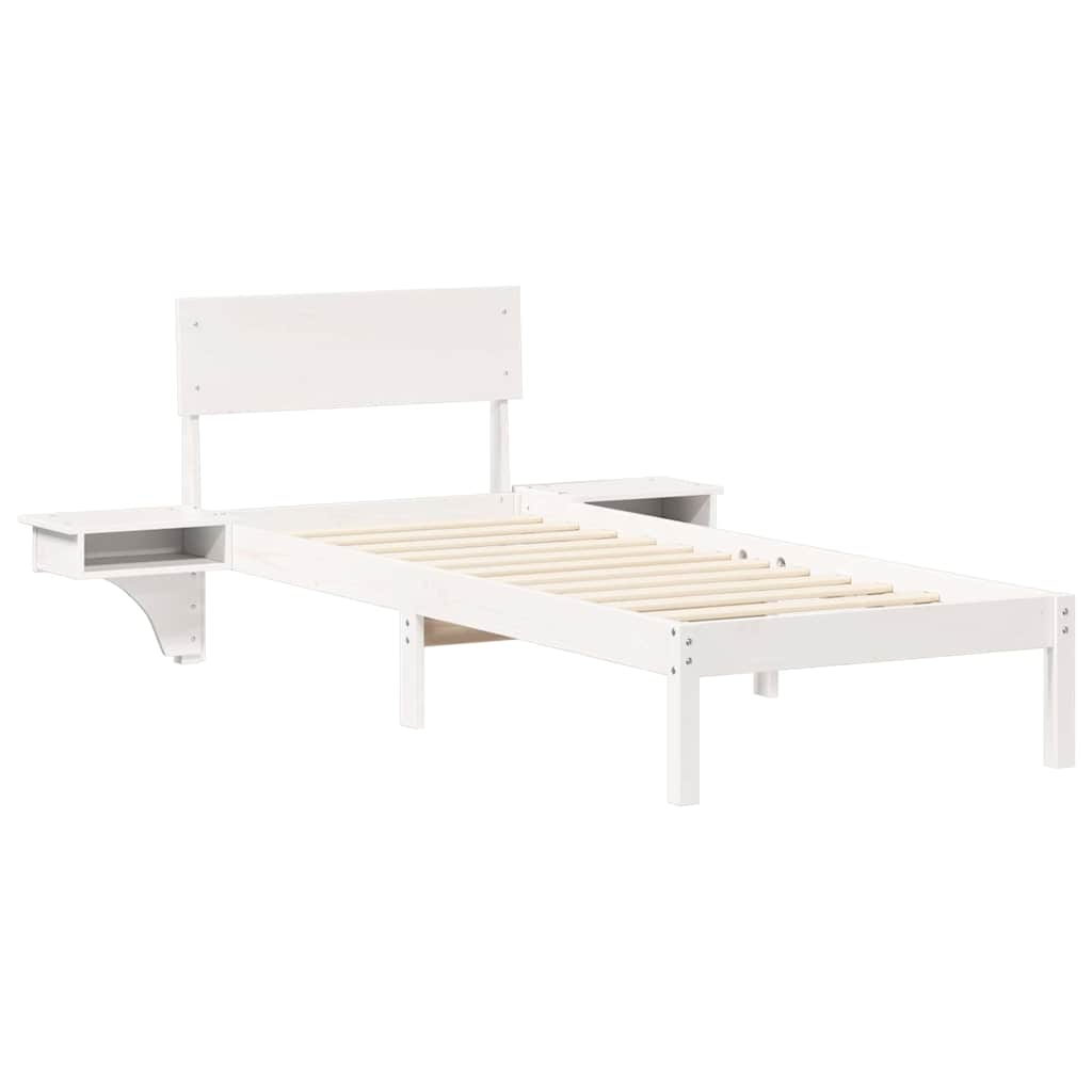 vidaXL Rete letto con comodini Bianco Legno di pino massello