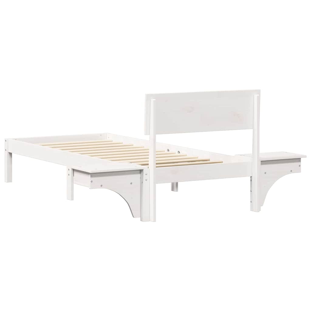 vidaXL Rete letto con comodini Bianco Legno di pino massello