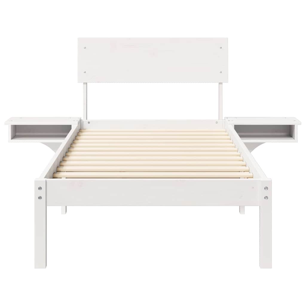vidaXL Rete letto con comodini Bianco Legno di pino massello