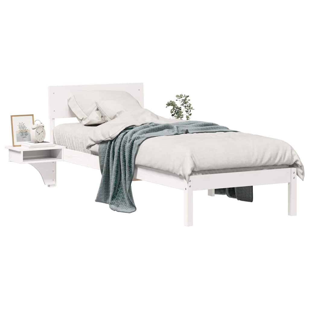 vidaXL Rete letto con comodini Bianco Legno di pino massello