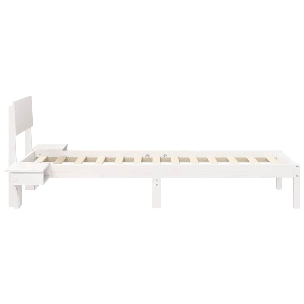 vidaXL Rete letto con comodini Bianco Legno di pino massello