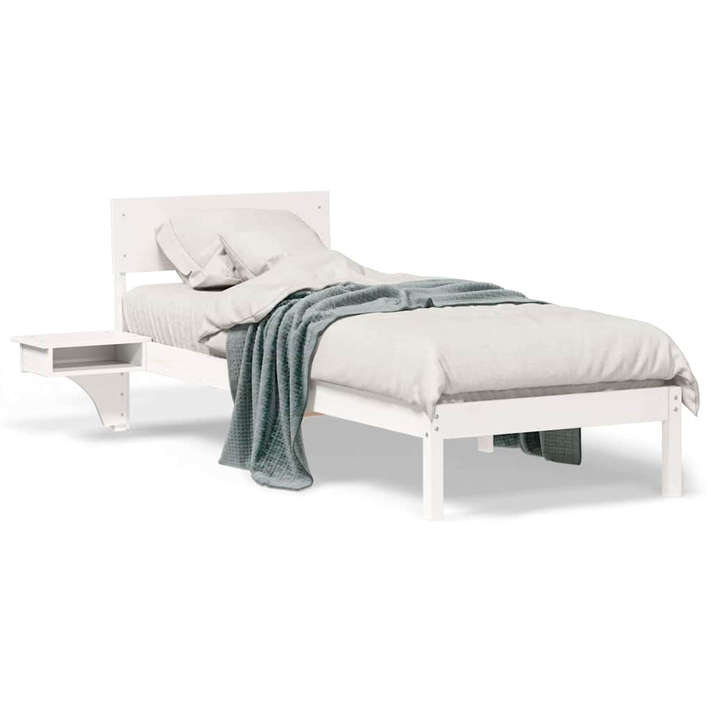 vidaXL Rete letto con comodini Bianco Legno di pino massello