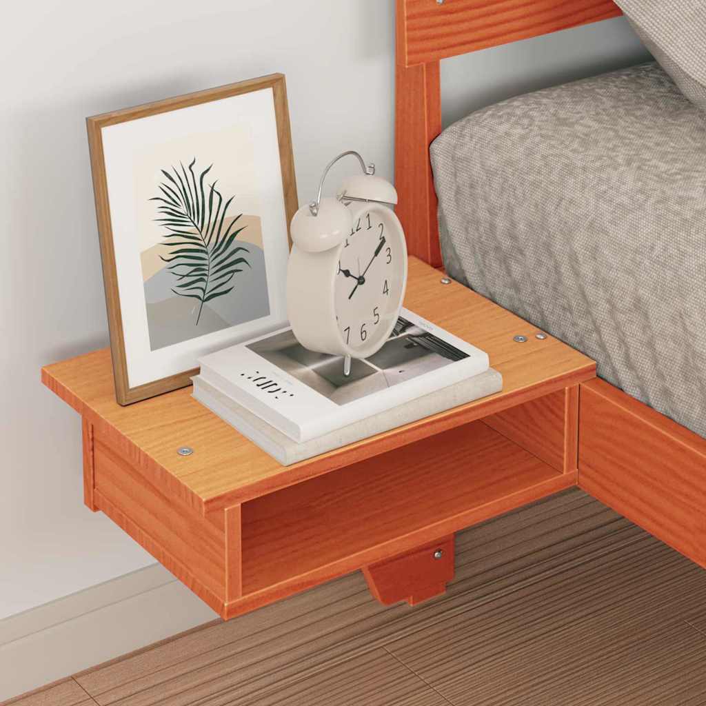 vidaXL Rete letto con comodini Cera marrone Legno di pino massello