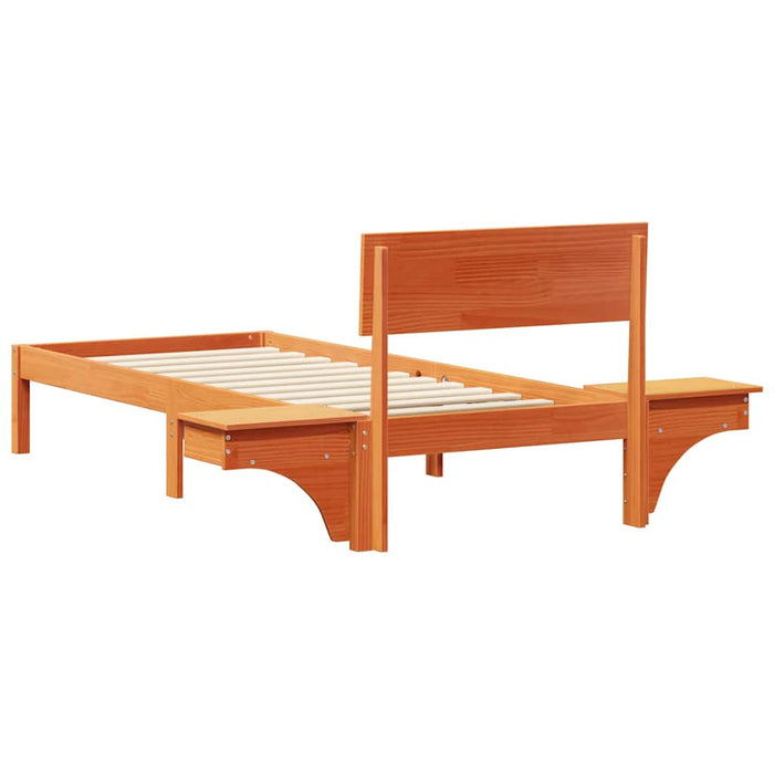 vidaXL Rete letto con comodini Cera marrone Legno di pino massello