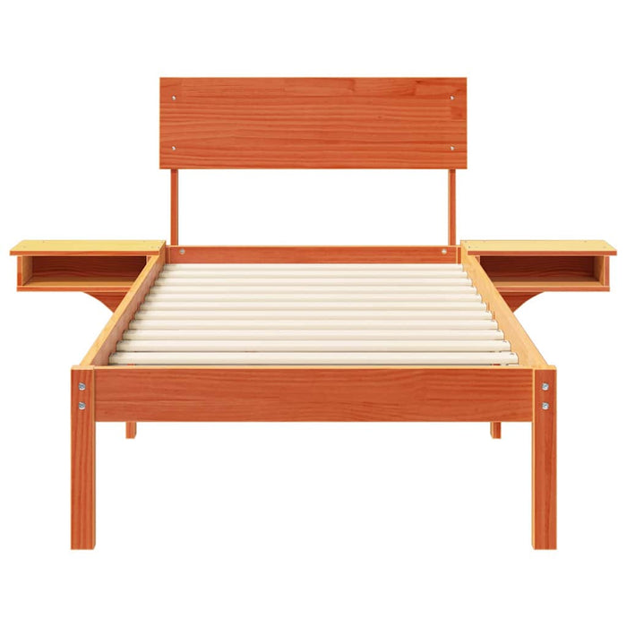 vidaXL Rete letto con comodini Cera marrone Legno di pino massello