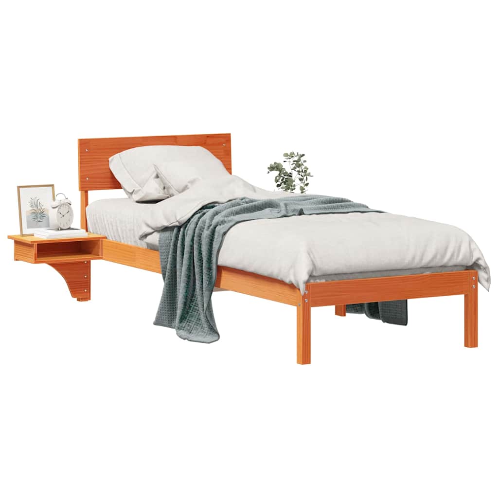 vidaXL Rete letto con comodini Cera marrone Legno di pino massello