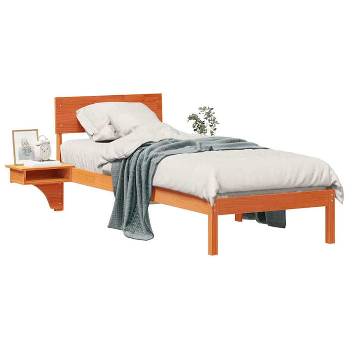 vidaXL Rete letto con comodini Cera marrone Legno di pino massello