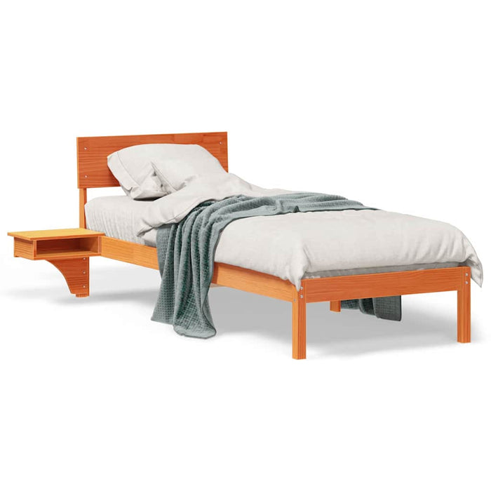vidaXL Rete letto con comodini Cera marrone Legno di pino massello