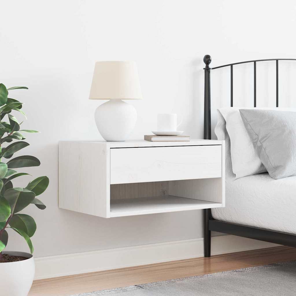 vidaXL Comodino Bianco 50 x 32.5 x 24 cm Legno di pino massello
