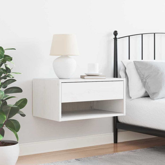 vidaXL Comodino Bianco 50 x 32.5 x 24 cm Legno di pino massello