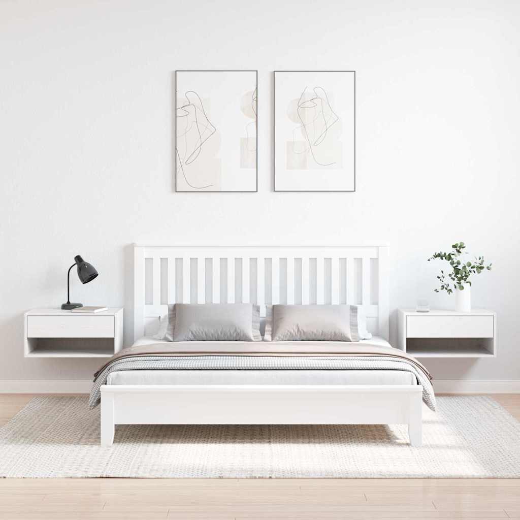vidaXL Comodino 2 pcs Bianco 50 x 32.5 x 24 cm Legno di pino massello