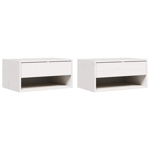 vidaXL Comodino 2 pcs Bianco 50 x 32.5 x 24 cm Legno di pino massello