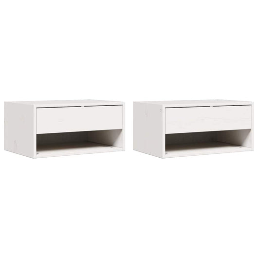 vidaXL Comodino 2 pcs Bianco 50 x 32.5 x 24 cm Legno di pino massello