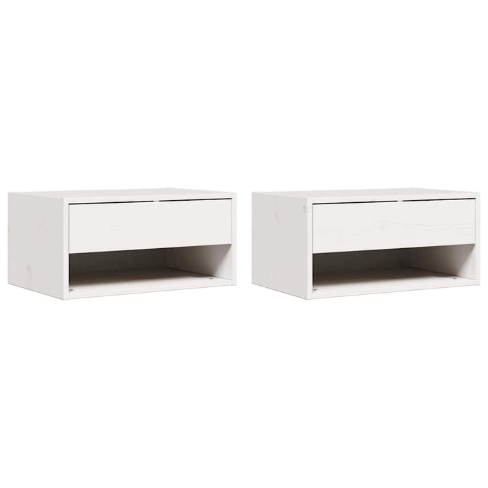 vidaXL Comodino 2 pcs Bianco 50 x 32.5 x 24 cm Legno di pino massello
