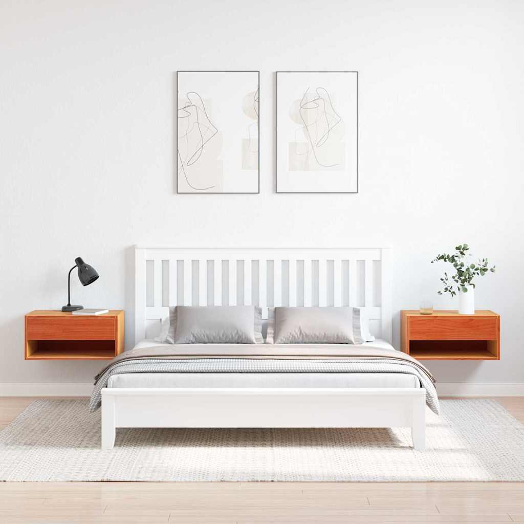 vidaXL Comodino con cassetto 2 pcs Cera marrone 50 x 32.5 x 24 cm