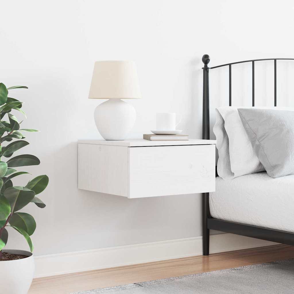 vidaXL Comodino Bianco 37 x 35 x 18.5 cm Legno di pino massello