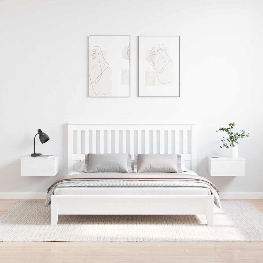 vidaXL Comodino 2 pcs Bianco 37 x 35 x 18.5 cm Legno di pino massello