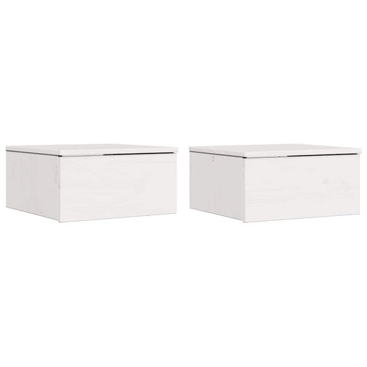 Comodino 2 pz-Set di 2 Tavolino da notte Bianco 37 x 35 x 18,5 cm Legno di pino massello