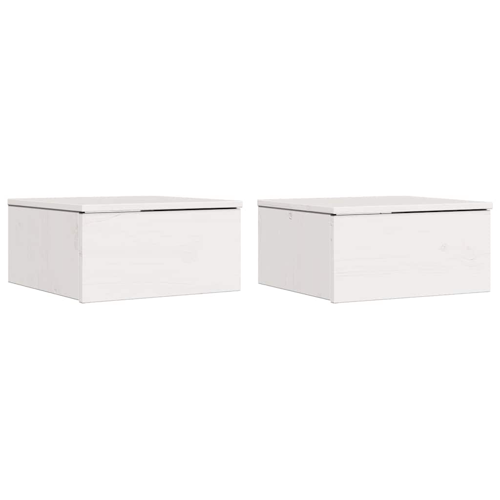 vidaXL Comodino 2 pcs Bianco 37 x 35 x 18.5 cm Legno di pino massello
