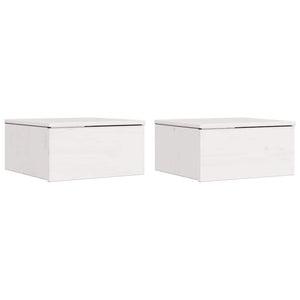 vidaXL Comodino 2 pcs Bianco 37 x 35 x 18.5 cm Legno di pino massello