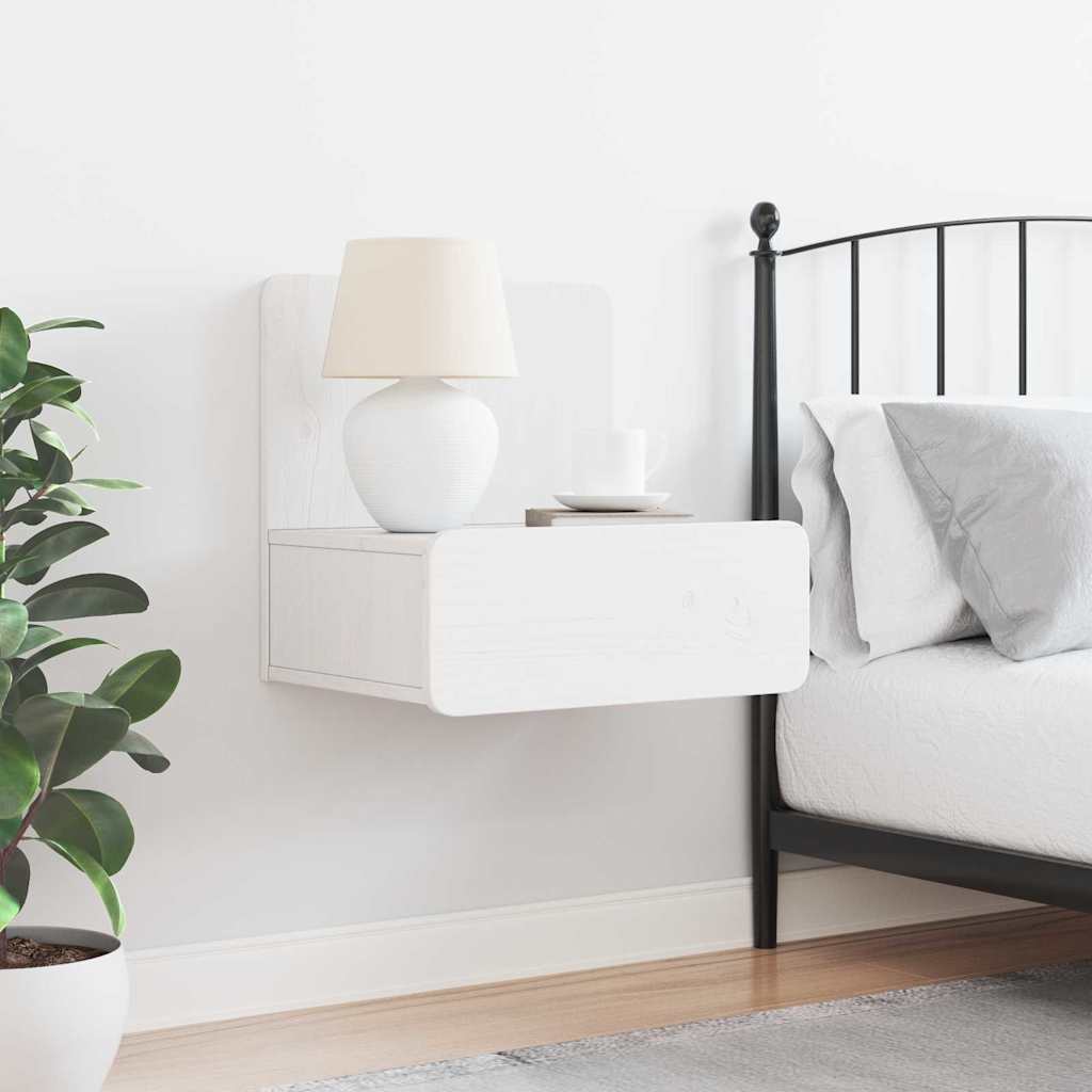 vidaXL Comodino Bianco 44 x 32.5 x 40 cm Legno di pino massello