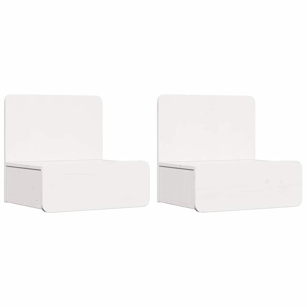 Comodino 2 pz-Set di 2 Tavolino da notte Bianco 44 x 32,5 x 40 cm Legno di pino massello