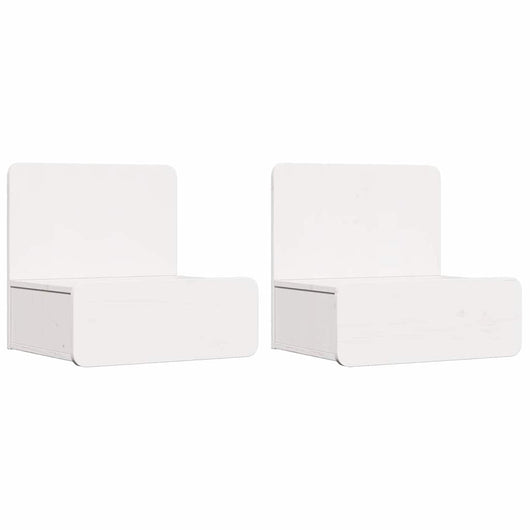 Comodino 2 pz-Set di 2 Tavolino da notte Bianco 44 x 32,5 x 40 cm Legno di pino massello