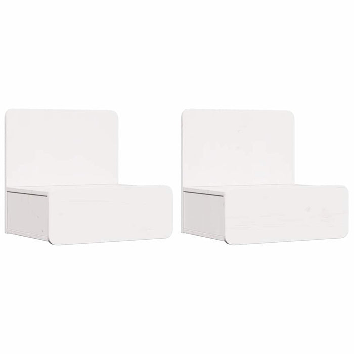 Comodino 2 pz-Set di 2 Tavolino da notte Bianco 44 x 32,5 x 40 cm Legno di pino massello