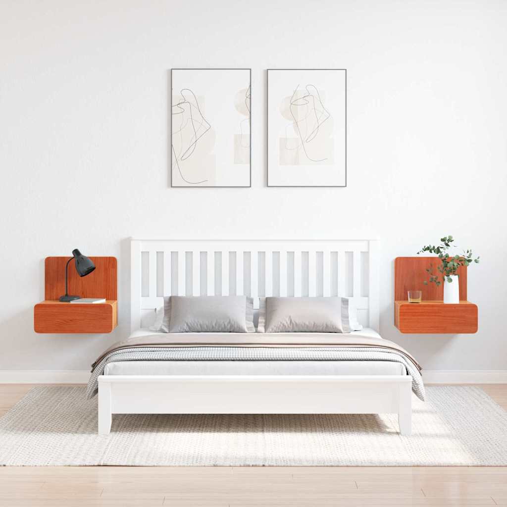 vidaXL Comodino con cassetto 2 pcs Cera marrone 44 x 32.5 x 40 cm