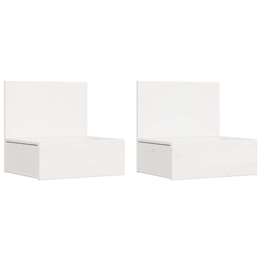 Comodino 2 pz-Set di 2 Tavolino da notte Bianco 42 x 32,5 x 40 cm Legno di pino massello