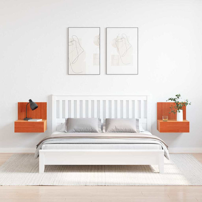 vidaXL Comodino con cassetto 2 pcs Cera marrone 42 x 32.5 x 40 cm