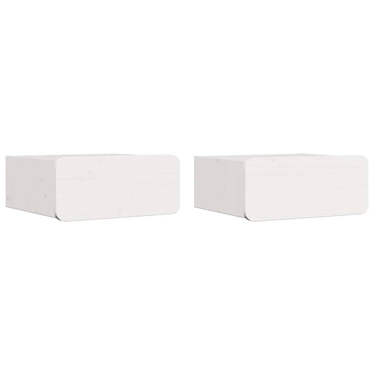 Comodino 2 pz-Set di 2 Tavolino da notte Bianco 39 x 34 x 16,5 cm Legno di pino massello