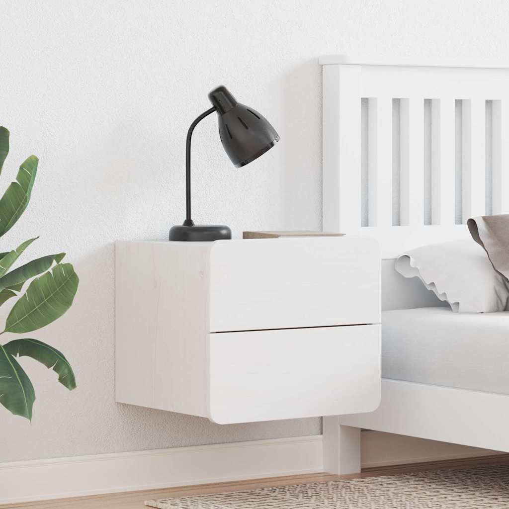 Comodino 2 pz-Set di 2 Tavolino da notte Bianco 39 x 34 x 33 cm Legno di pino massello