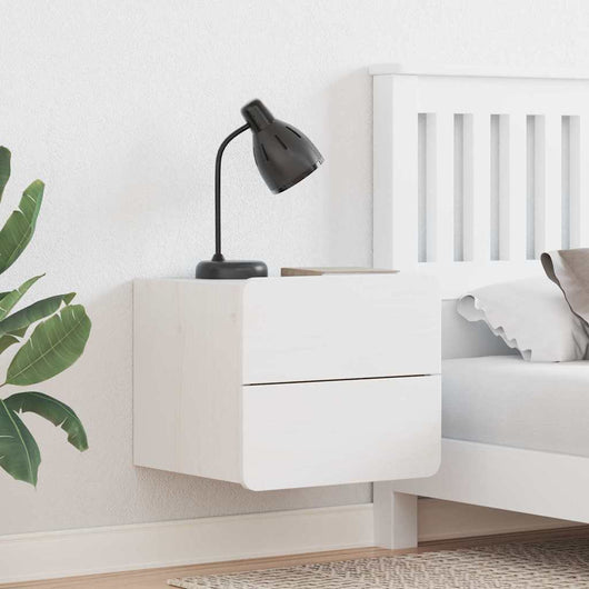 vidaXL Comodino 2 pcs Bianco 39 x 34 x 33 cm Legno di pino massello