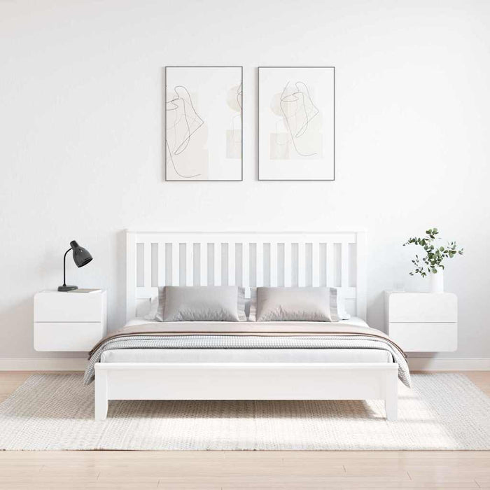 vidaXL Comodino 2 pcs Bianco 39 x 34 x 33 cm Legno di pino massello