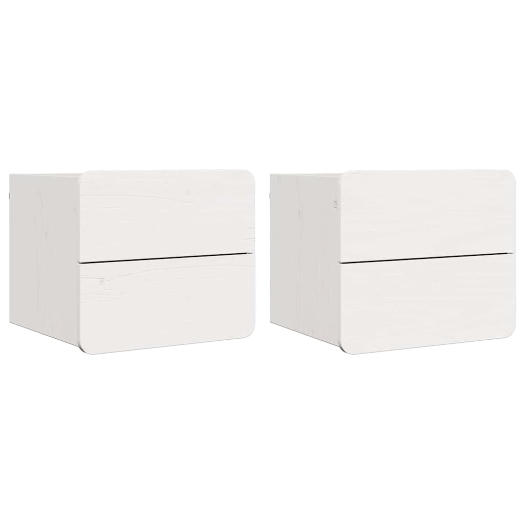 Comodino 2 pz-Set di 2 Tavolino da notte Bianco 39 x 34 x 33 cm Legno di pino massello