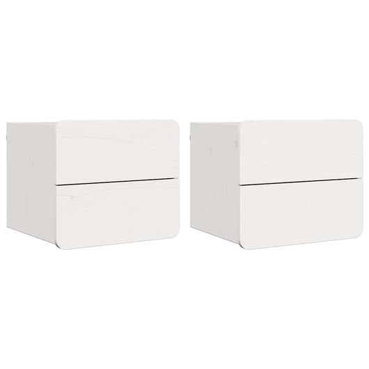 Comodino 2 pz-Set di 2 Tavolino da notte Bianco 39 x 34 x 33 cm Legno di pino massello