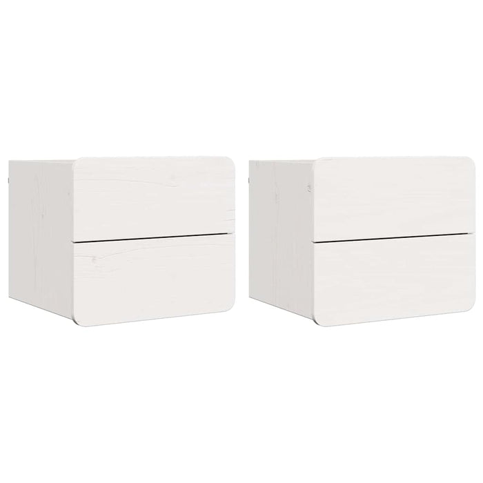 Comodino 2 pz-Set di 2 Tavolino da notte Bianco 39 x 34 x 33 cm Legno di pino massello