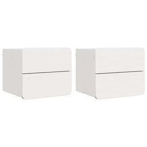 vidaXL Comodino 2 pcs Bianco 39 x 34 x 33 cm Legno di pino massello