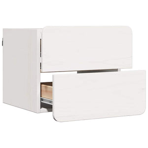 Comodino 2 pz-Set di 2 Tavolino da notte Bianco 39 x 34 x 33 cm Legno di pino massello