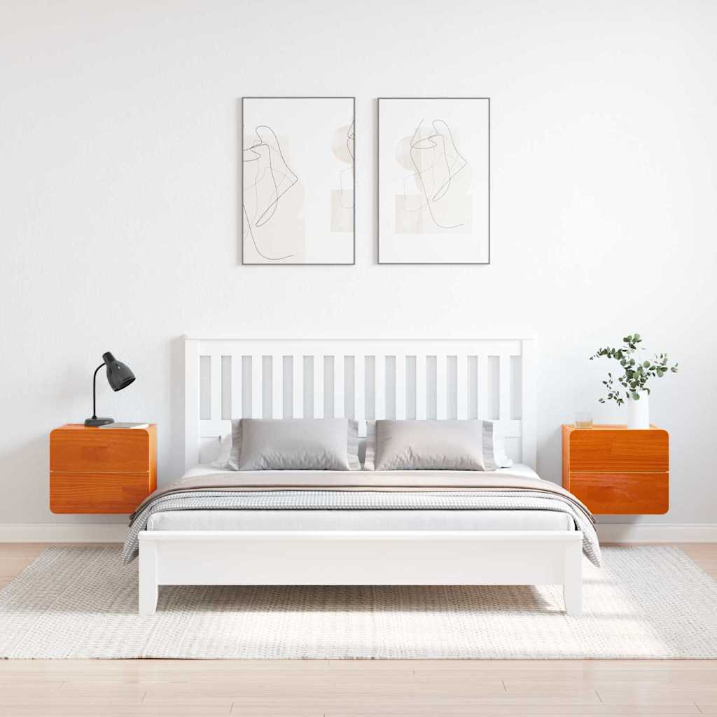 vidaXL Comodino 2 pcs Marrone 39 x 34 x 33 cm Legno di pino massello