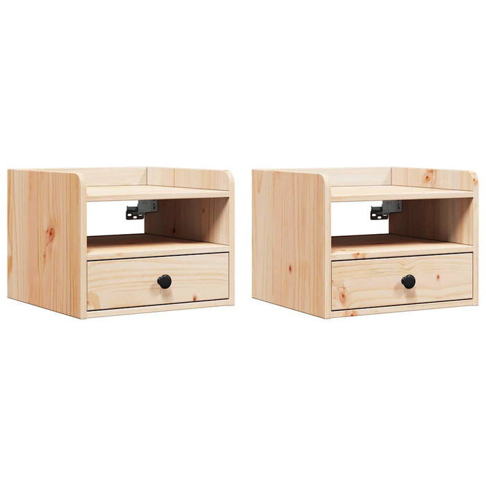 Comodino 2 pz-Set di 2 Tavolino da notte Marrone 38 x 36 x 29,5 cm Legno di pino massello