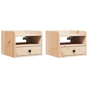 vidaXL Comodino 2 pcs Marrone 38 x 36 x 29.5 cm Legno di pino massello