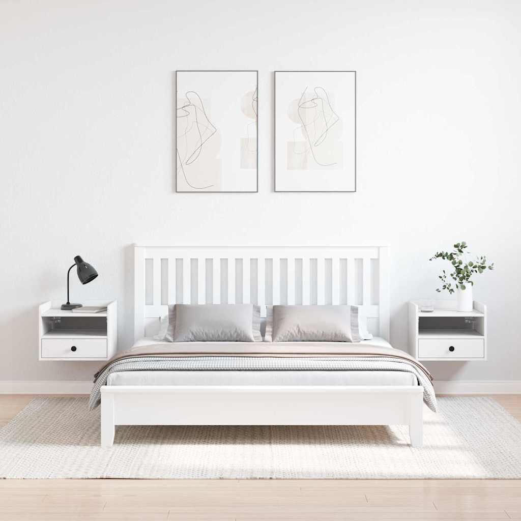 vidaXL Comodino 2 pcs Bianco 38 x 36 x 29.5 cm Legno di pino massello