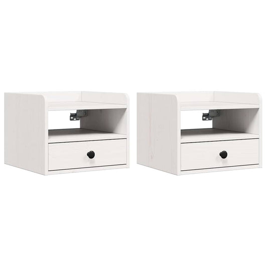 vidaXL Comodino 2 pcs Bianco 38 x 36 x 29.5 cm Legno di pino massello