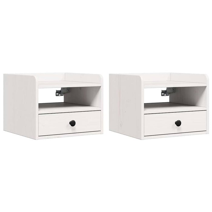 vidaXL Comodino 2 pcs Bianco 38 x 36 x 29.5 cm Legno di pino massello