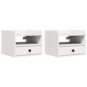 Comodino 2 pz-Set di 2 Tavolino da notte Bianco 38 x 36 x 29,5 cm Legno di pino massello