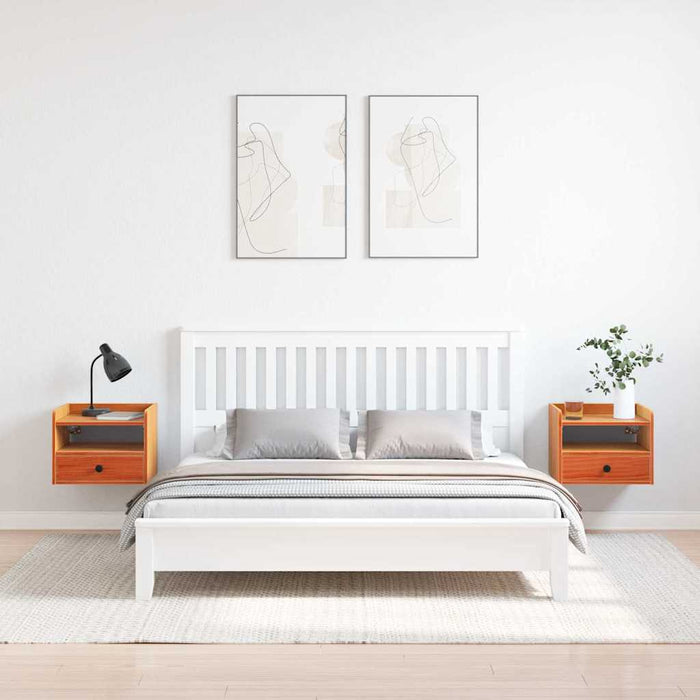 vidaXL Comodino con cassetto 2 pcs Cera marrone 38 x 36 x 29.5 cm