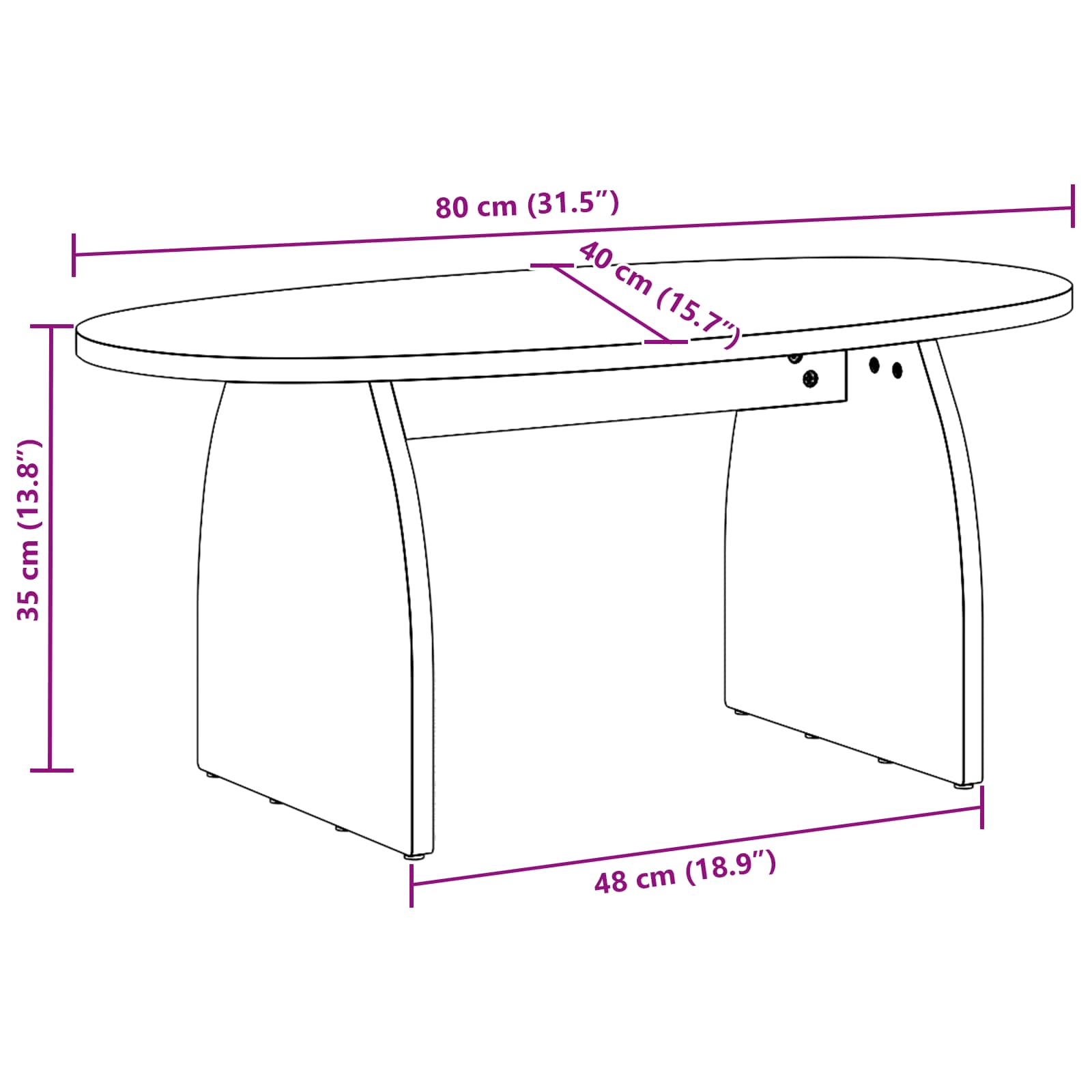 Tavolino da salotto Marrone 80 x 40 x 35 cm Pino massello 873532